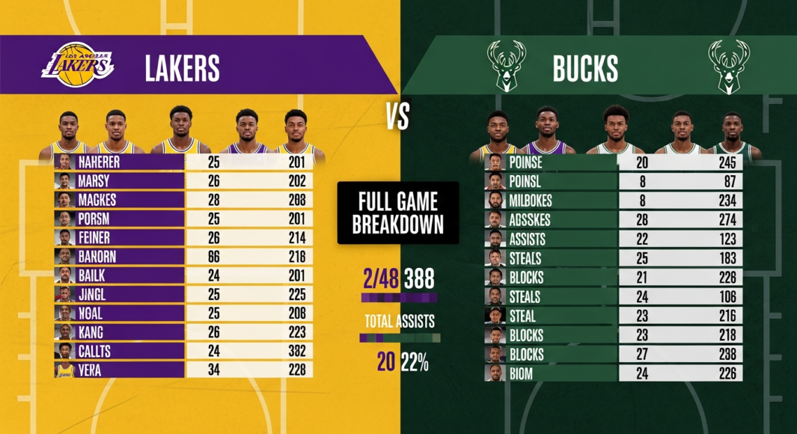 Lakers vs Milwaukee Bucks match player stats