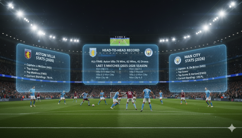 Aston Villa vs Man City Stats: Head-to-Head Record & Results
