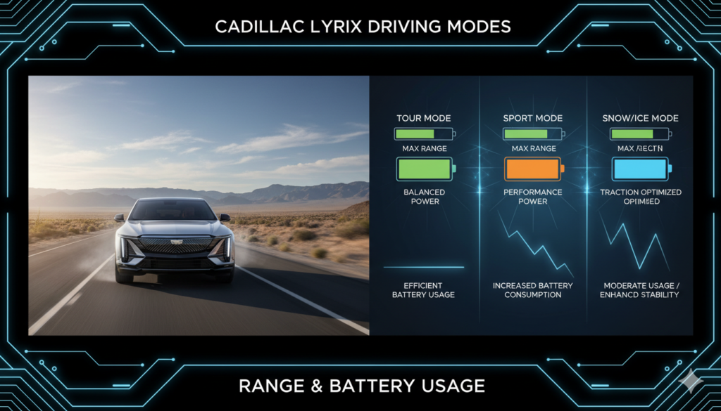 Cadillac Lyriq Driving Modes: How Range and Battery Usage Change