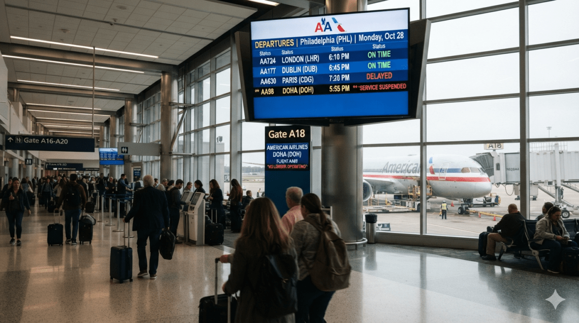 american airlines philadelphia doha flights suspension