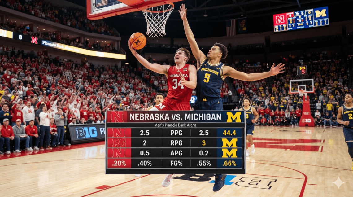nebraska cornhuskers men's basketball vs michigan wolverines men's basketball stats